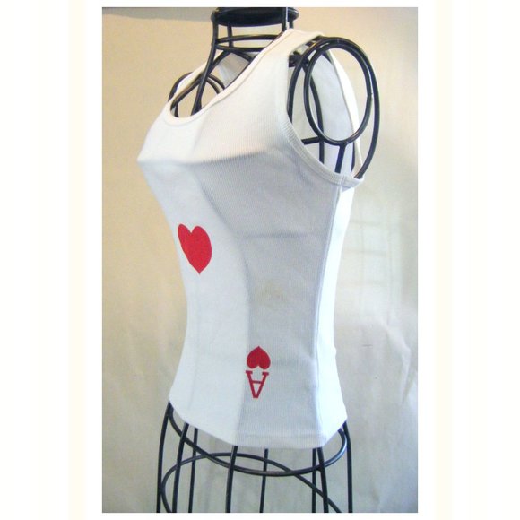 Ace of Hearts White Tank Top Size Small - Picture 3 of 7